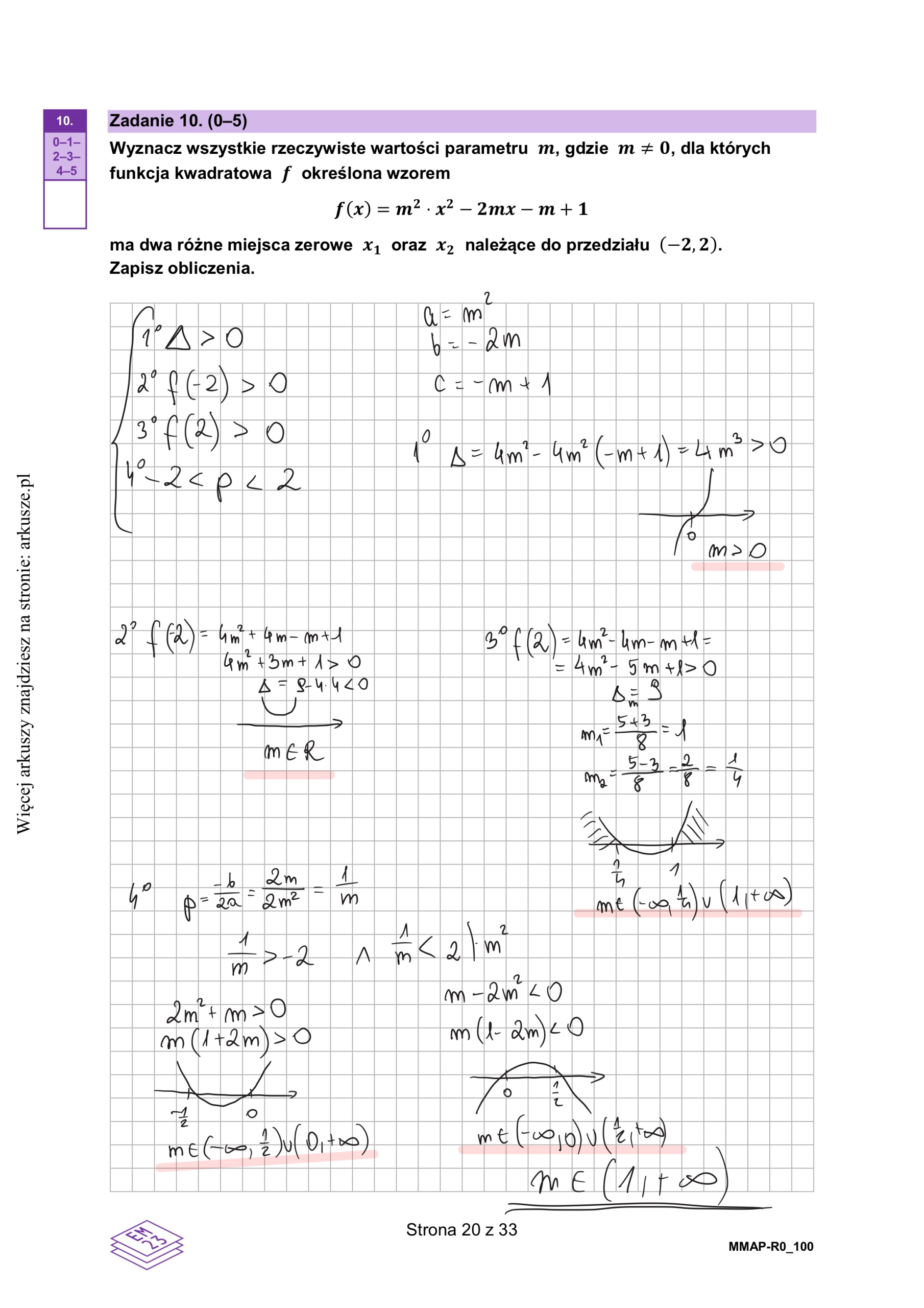 Wyznacz wszystkie rzeczywiste wartości parametru m dla których funkcja kwadratowa f(x)=m2x2−2mx−m+1 Image 16 Scaled